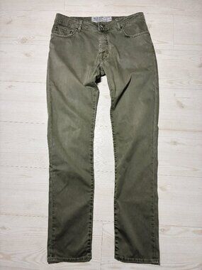 Jacob Cohen PW688 COMF Slim Fit Trousers Jeans Men's Olive Green Italy Size 35
